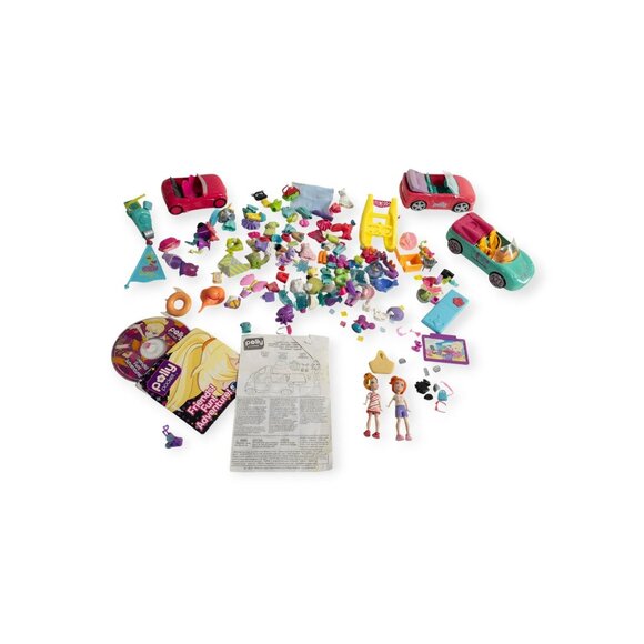 Polly Pocket Lot Of Dolls Accessories & Cars Mixed Play Set - Picture 1 of 15